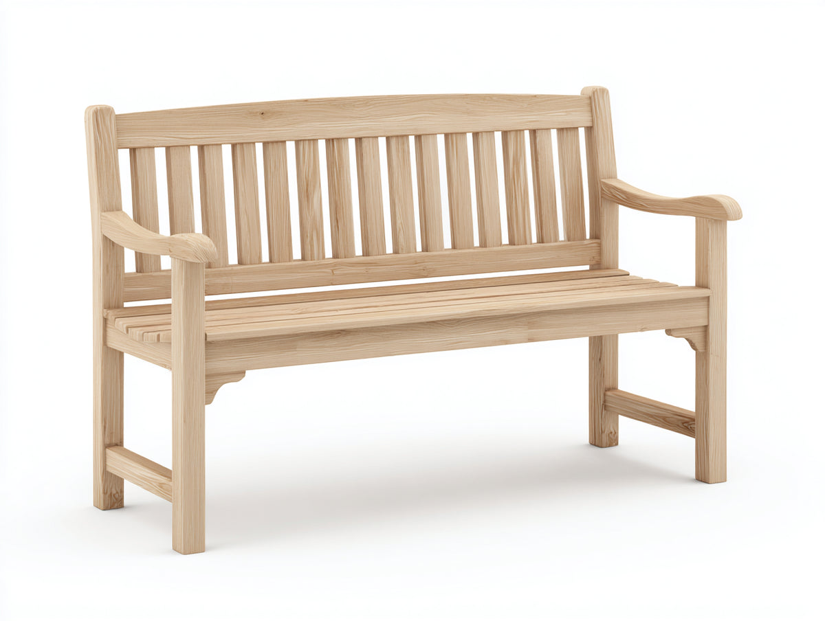 Gartenbank Holz 150x60x90 cm - Naturholz - klassische Gartenbank mit Armlehnen