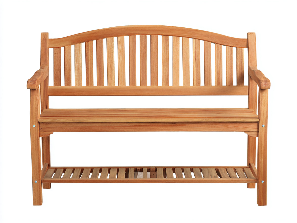 Gartenbank 130x60x85 cm Massivholz Naturfarbe mit Ablagefläche Klassisches Design für Außenbereiche