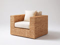 Polyrattan Gartensessel 85 x 82 x 78 cm - Naturbraun und Creme - Modernes Loungedesign mit breiten Armlehnen und gepolsterter Sitzfläche