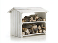 Kaminholzregal Holz 120x40x100 cm - Weiß - überdachtes Brennholzregal für den Außenbereich