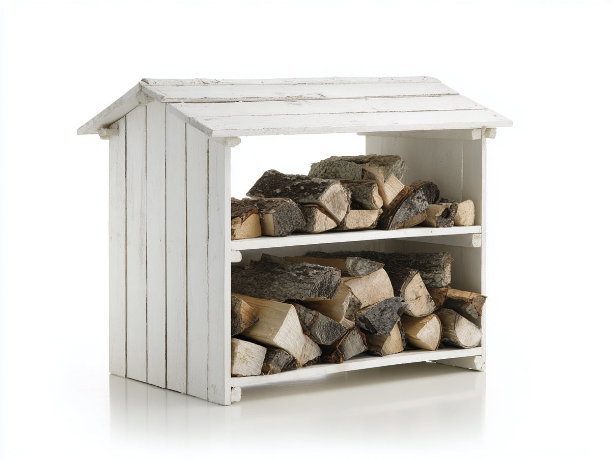 Kaminholzregal Holz 120x40x100 cm - Weiß - überdachtes Brennholzregal für den Außenbereich