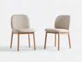 Esszimmerstühle Polsterstuhl 2er Set Beige Stoff Holzbeine Modern Küchenstuhl Wohnzimmerstuhl 80x50x55 cm