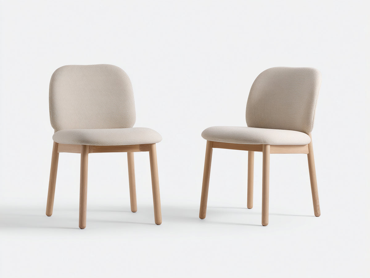 Esszimmerstühle Polsterstuhl 2er Set Beige Stoff Holzbeine Modern Küchenstuhl Wohnzimmerstuhl 80x50x55 cm