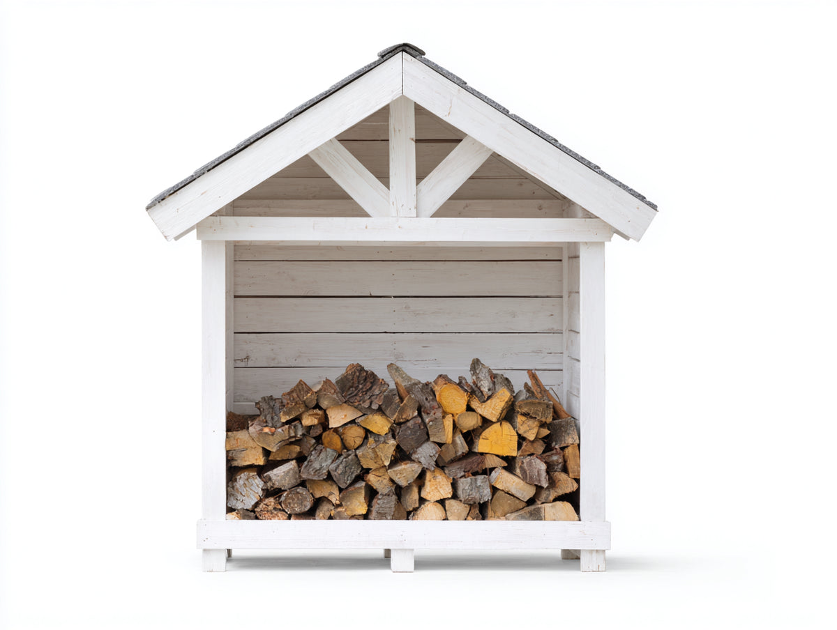 Kaminholzregal 120x40x120 cm Holz Weiß mit Überdachung Klassisches Design für Brennholzaufbewahrung