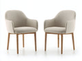 Esszimmerstühle 2er Set Stoff 55x60x80 cm - Beige-Naturholz - gepolsterte Stühle mit Armlehnen im modernen Design
