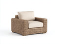 Polyrattan Gartensessel 85x80x75 cm - Beige-Braun - geflochtener Gartenstuhl mit Sitzpolster im modernen Design