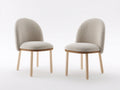 Esszimmerstühle Polsterstuhl 2er Set Beige Bouclé Stoff Holzbeine Modern Küchenstuhl Wohnzimmerstuhl Höhe 78 cm Breite 48 cm Tiefe 55 cm