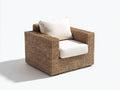Polyrattan Gartensessel 86 x 84 x 80 cm - Naturbraun und Creme - Modernes Loungedesign mit breiten Armlehnen und gepolsterter Sitzfläche