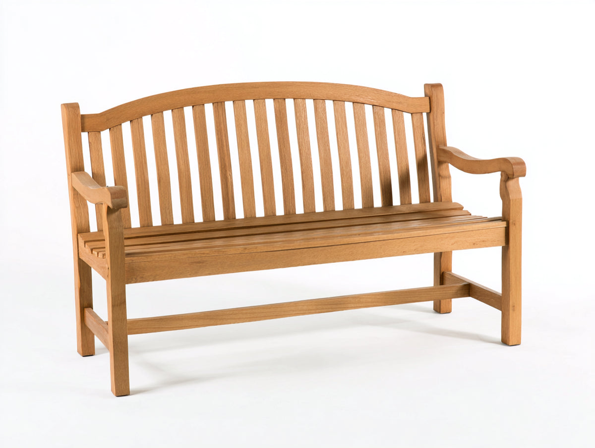 Gartenbank 140x60x85 cm Massivholz Naturfarbe mit Armlehnen Klassisches Design für Außenbereiche