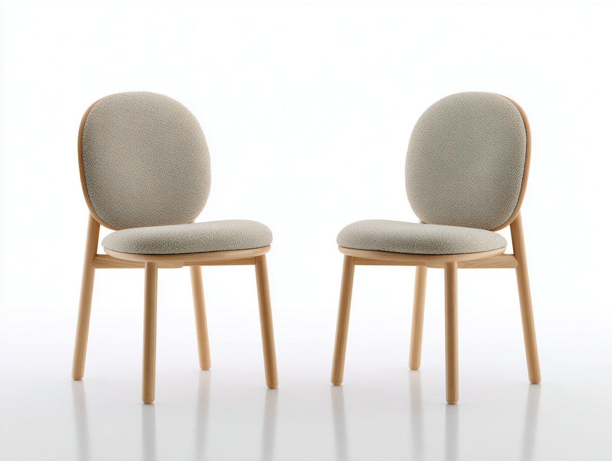 Esszimmerstühle 2er Set Stoff 45x55x85 cm - Beige-Naturholz - gepolsterte Stühle im skandinavischen Design