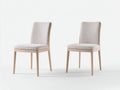 Esszimmerstühle Stoff 48x55x85 cm - Beige Polsterung mit Naturholzbeinen - Modernes Design für Esszimmer und Küche