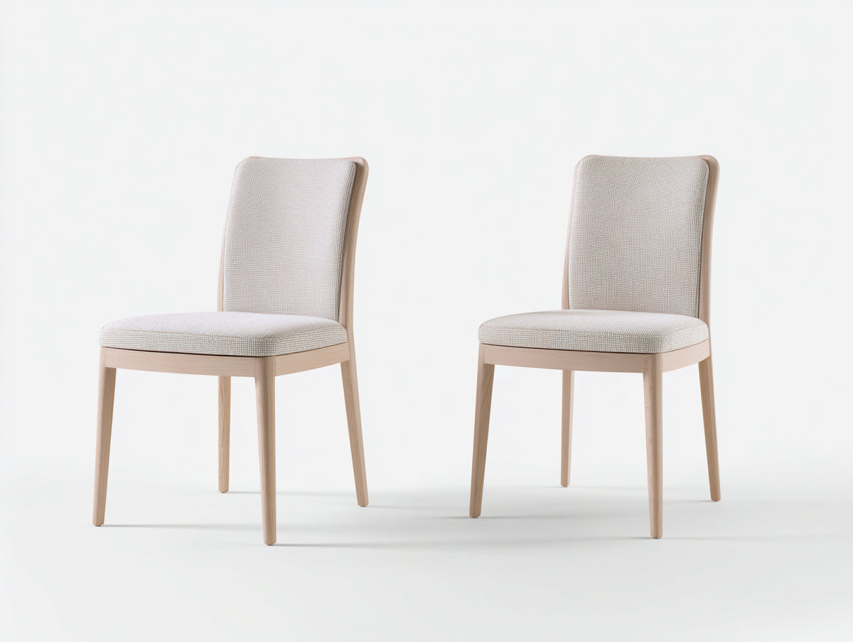 Esszimmerstühle Stoff 48x55x85 cm - Beige Polsterung mit Naturholzbeinen - Modernes Design für Esszimmer und Küche