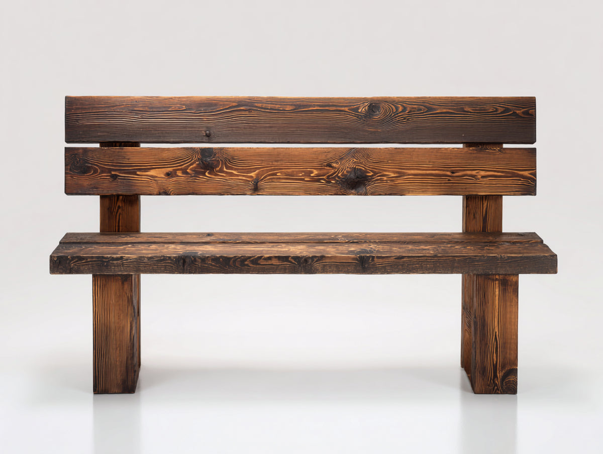 Gartenbank Holz 180x60x90 cm - Braun - rustikale Gartenbank mit Rückenlehne im klassischen Design