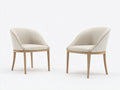 2er Set Esszimmerstühle aus Holz mit Stoffbezug 58 x 60 x 82 cm - Creme und Naturholz - Modernes Schalendesign mit gepolsterter Sitzfläche