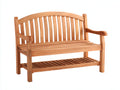 Gartenbank aus Holz 150 x 62 x 94 cm - Naturbraun - Klassisches 2-Sitzer Design mit Armlehnen und unterer Ablage