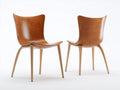 Esszimmerstühle Lederstuhl 2er Set Braun Leder Holzbeine Modern Küchenstuhl Wohnzimmerstuhl 82x52x56 cm
