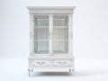 Vitrine 78x38x120 cm Massivholz Glas Weiß Klassisches Design mit Schubladen