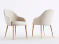 Esszimmerstühle Stoff 62x60x82 cm - Beige Polsterung mit Naturholzbeinen - Modernes Design für Esszimmer und Küche