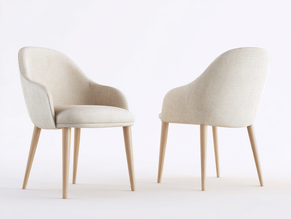 Esszimmerstühle Stoff 62x60x82 cm - Beige Polsterung mit Naturholzbeinen - Modernes Design für Esszimmer und Küche