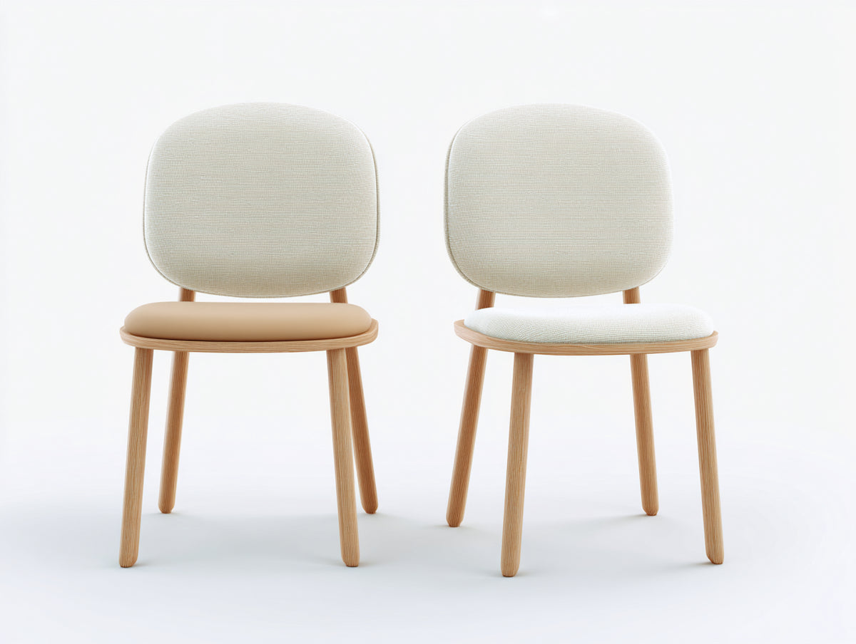 Esszimmerstühle Stoff 50x55x82 cm - Beige Polsterung mit Naturholzbeinen - Modernes Design für Esszimmer und Küche