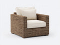 Polyrattan Gartensessel 90 x 86 x 84 cm - Braun und Creme - Modernes Loungedesign mit breiten Armlehnen und gepolsterter Sitzfläche