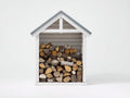 Kaminholzregal 100x45x120 cm Holzregal mit Dach in Weiß und Grau für Brennholz im Außenbereich