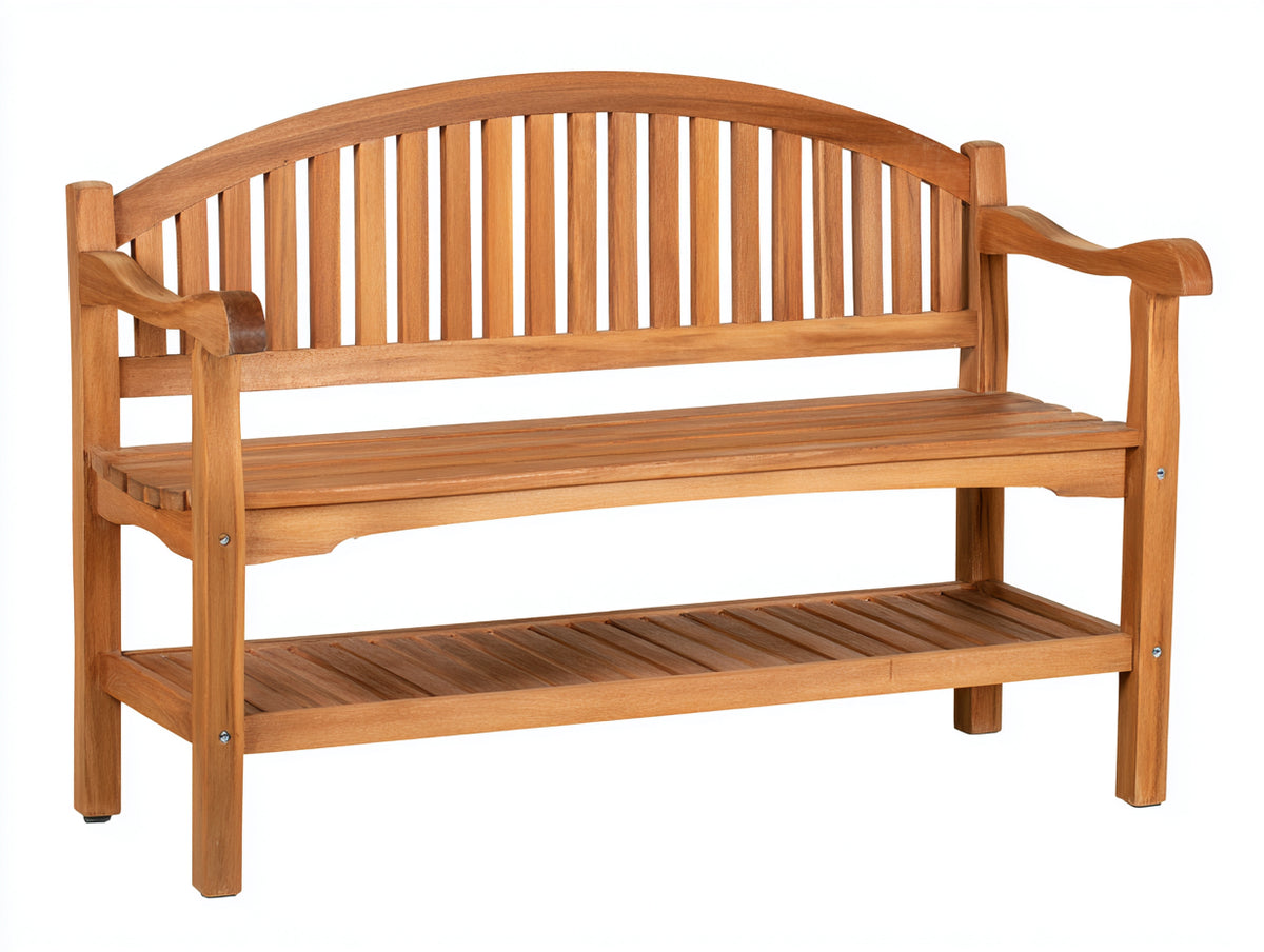 Gartenbank Holz 150x60x90 cm - Naturholz Sitzbank mit Rückenlehne Armlehnen und Ablagefläche - Klassisches Design für Garten und Terrasse