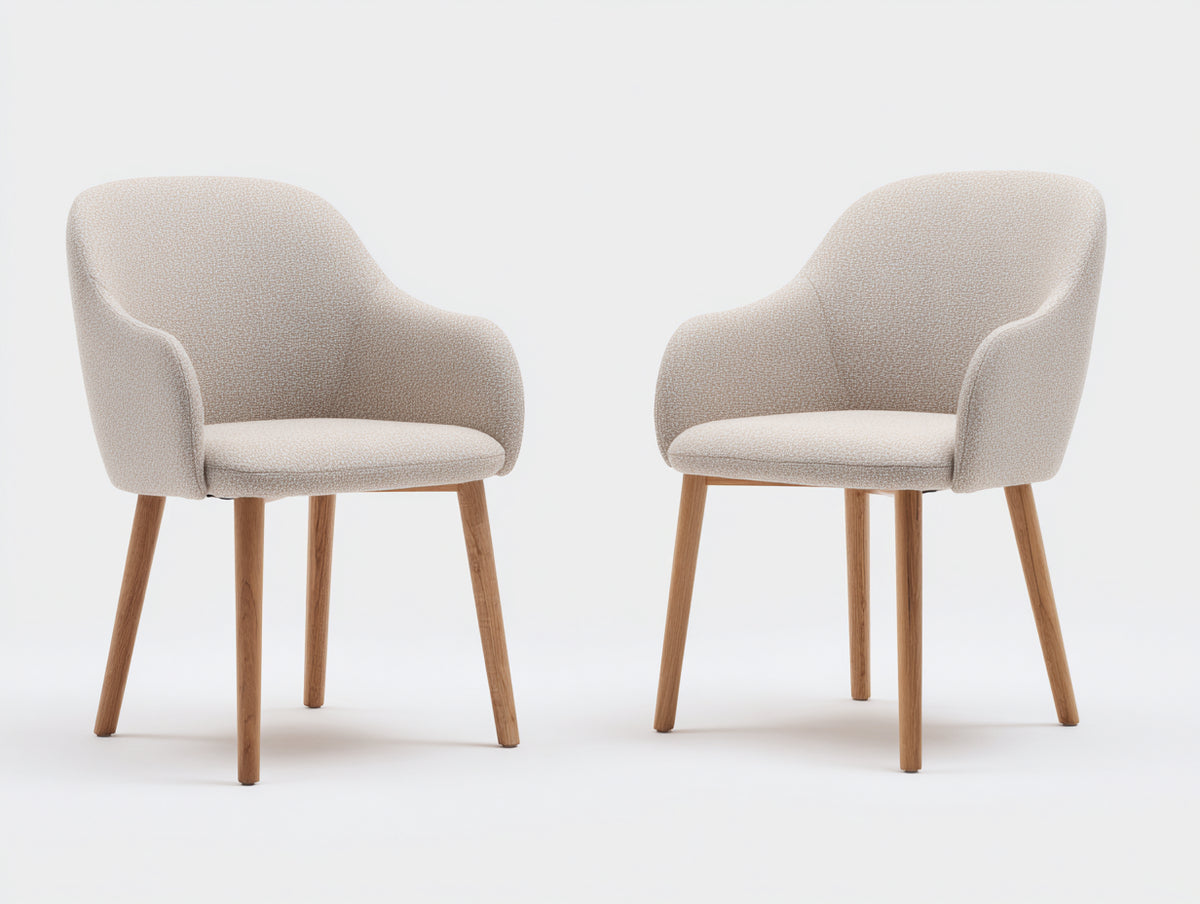 Esszimmerstühle 55x60x85 cm Stoffstuhl in Beige mit Holzbeinen modernes Design für Esszimmer